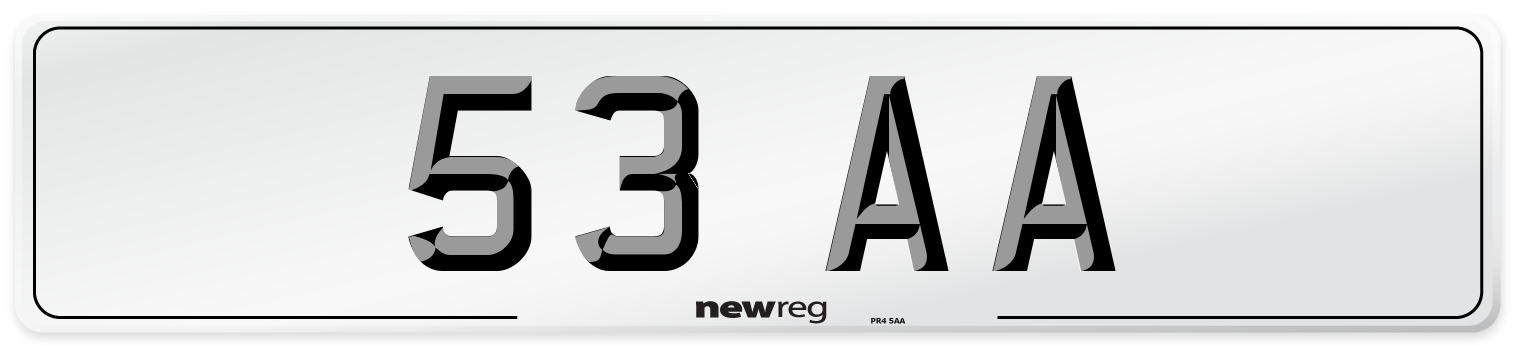 53 AA Number Plate from New Reg